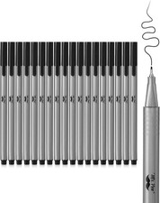Precision Writing with 18 Black Fineliner Pens - 0.4mm Fine Point Markers