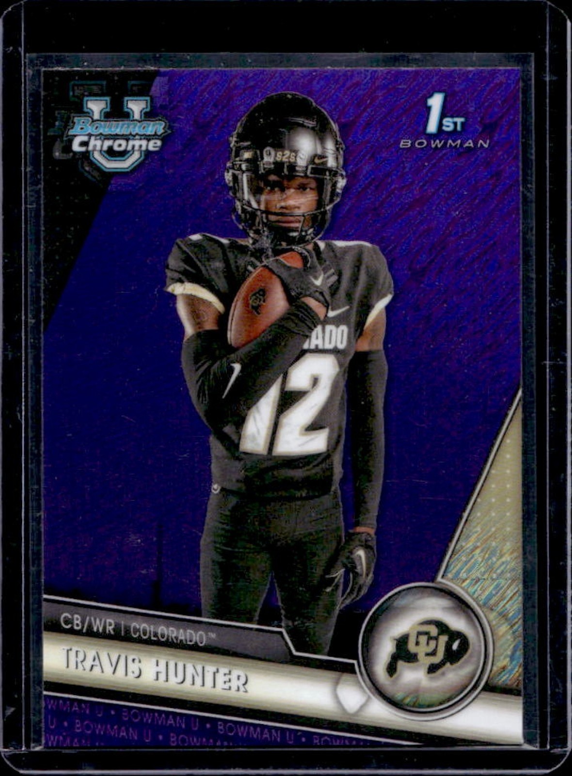 2023 Bowman Chrome U Travis Hunter 1st Purple Shimmer Refractor #36