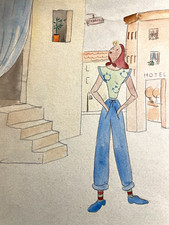 ILLUSTRATORE FRANCESE, 1950, NON FIRMATO, DELIZIOSO TECNICA MISTA