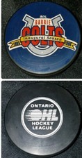 1995-96 BARRIE COLTS VINTAGE OHL JR. A OFFICIAL VEGUM SLOVAKIA HOCKEY PUCK