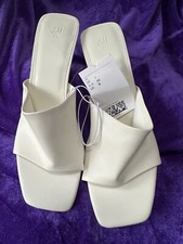 H&M Cream Slip On Kitten Heel Sandals Size 6.5 BNWT