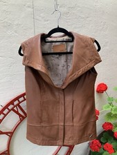 Ladies Emu Australian Sheepskin Leather Vest Size S (rw128)