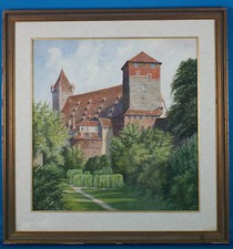 Georg Oestreicher "Kaiserburg in Nurnberg" Original Watercolor Signed & Framed