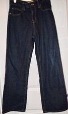 EUC OLD NAVY BOYS DARK WASH BOOT CUT DENIM JEANS ADJUSTABLE WAIST SIZE 12 HUSKY