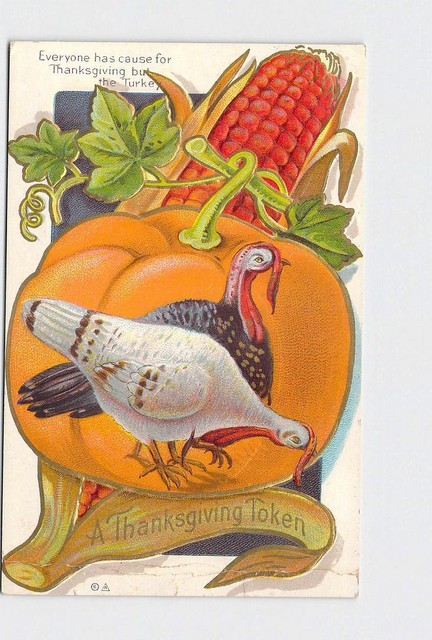 PPC POSTCARD THANKSGIVING TOKEN TURKEY PUMPKIN CORN ...