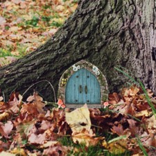 1 X Feengarten Tür Deko Holz Garten Ornament Baum Skulptur Holzdekor