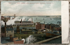 Birds Eye View Cherry & Pennsylvania Bridges Toledo Ohio DB Postcard 2242A