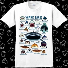 Shark Faces Marine Sea Life T Shirt Meme Gift Gamer Best Seller Top Unisex 992