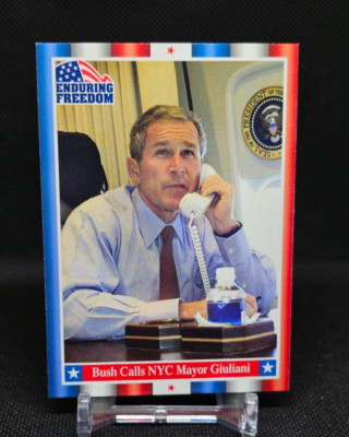 President George Bush 2001 Topps Enduring Freedom Call NYC Mayor Giuliani #5