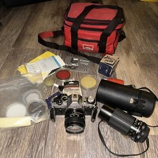 Canon AE-1 35mm SLR Film Camera silver 50mm 1.4 lens  More Marlboro Bag Manual