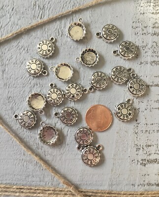 BEER BOTTLE CAP CHARMS 10 pcs 6/8” x 4/8” Craft Projects, Jewelry DIY  Pendants
