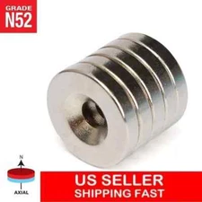 10 25 50 N52 Strong Countersunk Ring Magnets 1" x1/8 " Hole Rare Earth Neodymium