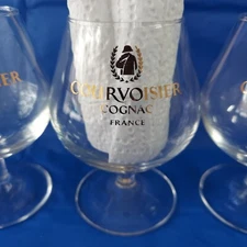 Courvoisier Cognac Glasses Pedestal Snifter Tumbler Brandy Glasses Set Of 3