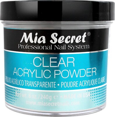 Mia Secret Professional Nail System, Clear Acrylic Powder, True Clear Tone (8oz)