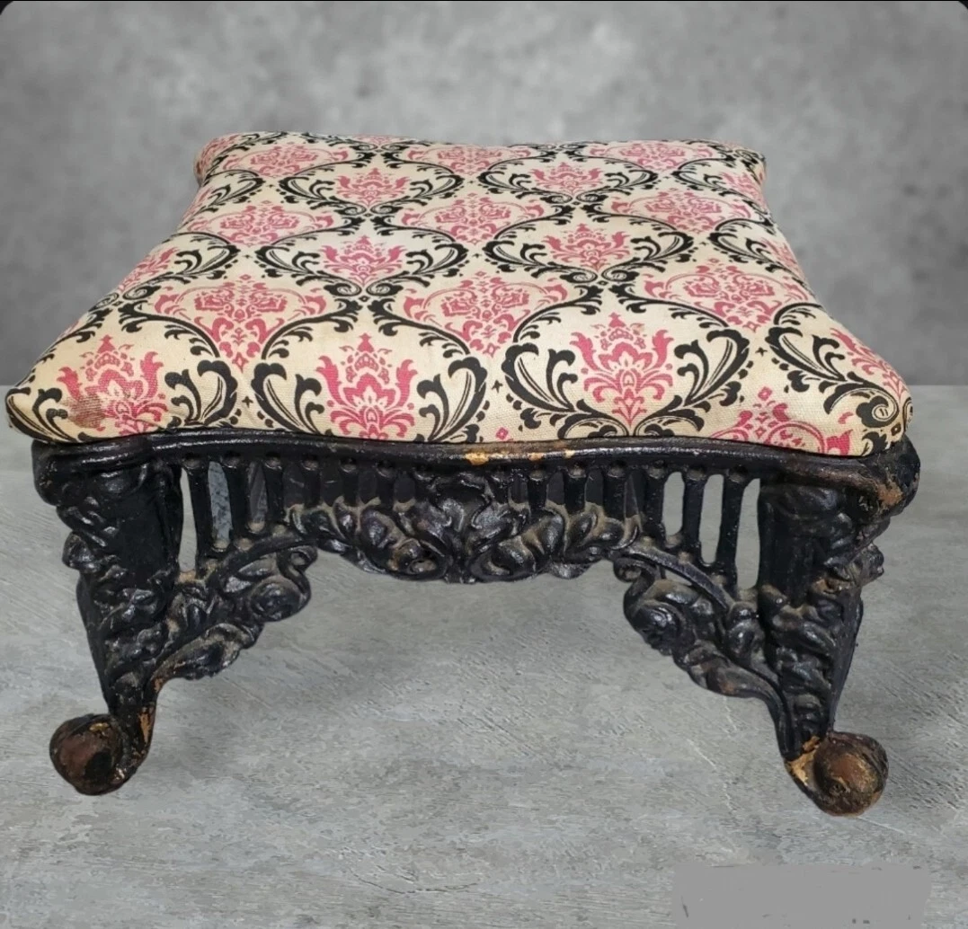 Antique Victorian Cast Iron Foot Stool Ottoman