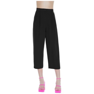 Relish Damenhose Schwarz Hochgeschnitten Capri Modell Mit Falten Art. AIKO