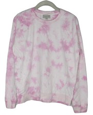 Lucky Brand Women  s Crew Neck Pink Tye Dye Long Sleeve Pullover Size M
