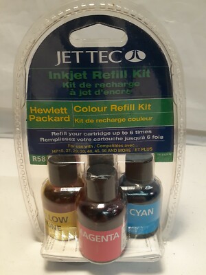 Jet Tec InkJet R 58 Color Refill Kit  Hewlett Packard Refill Up To 6 Times New