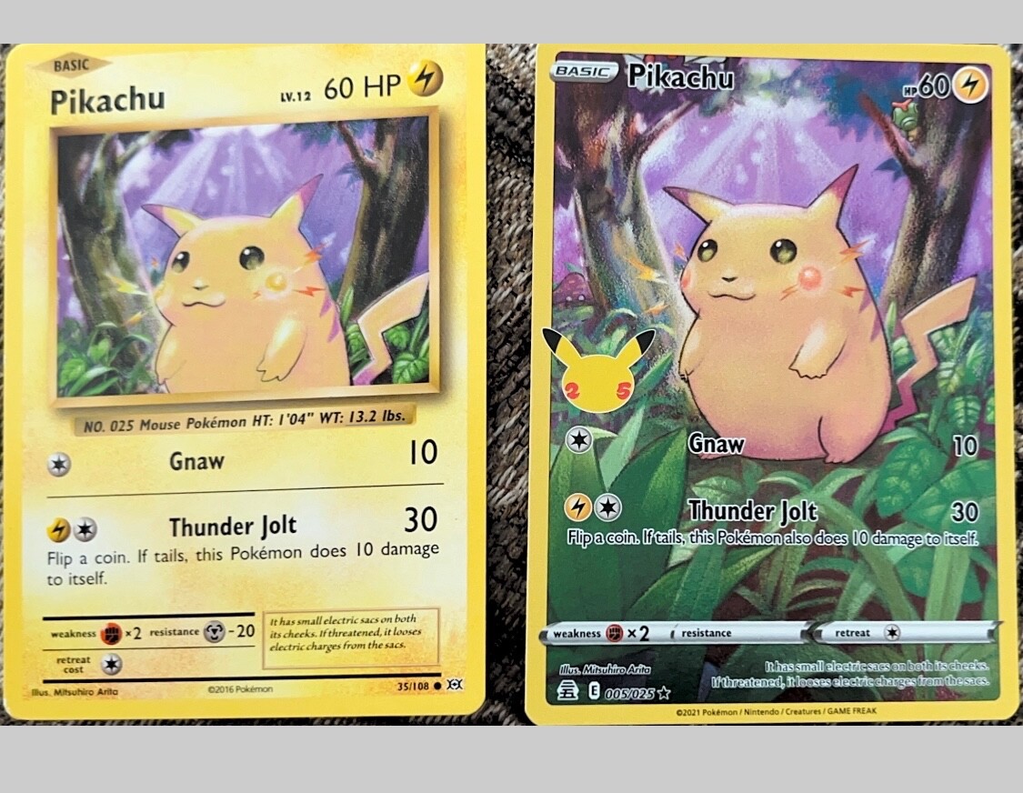 Pokémon TCG Pikachu XY Evolutions and 25th anniversary fat pikachu