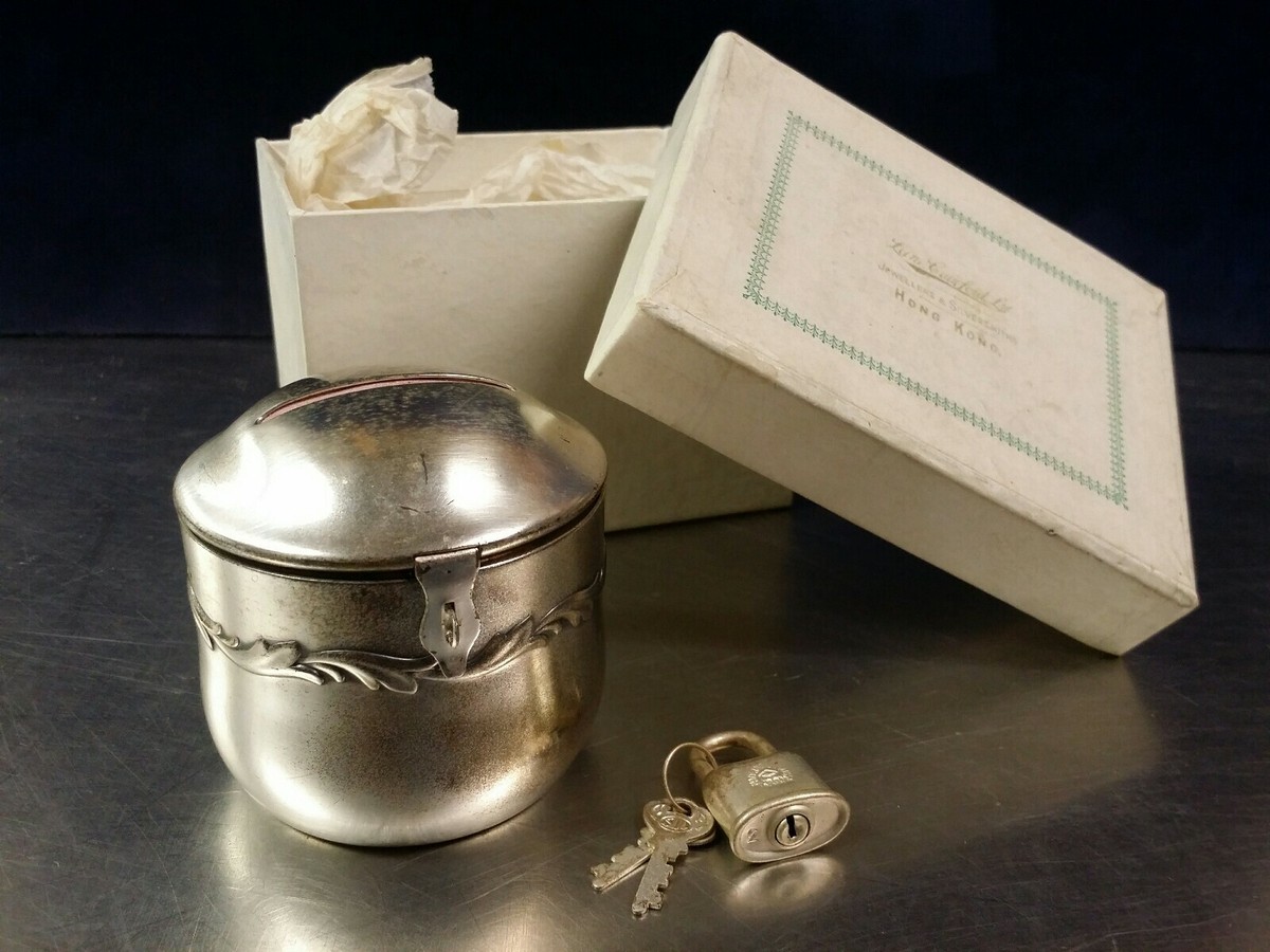 Antique WMF Silver Plate German Still Bank Money Box w/Lock Keys in  Retail Box