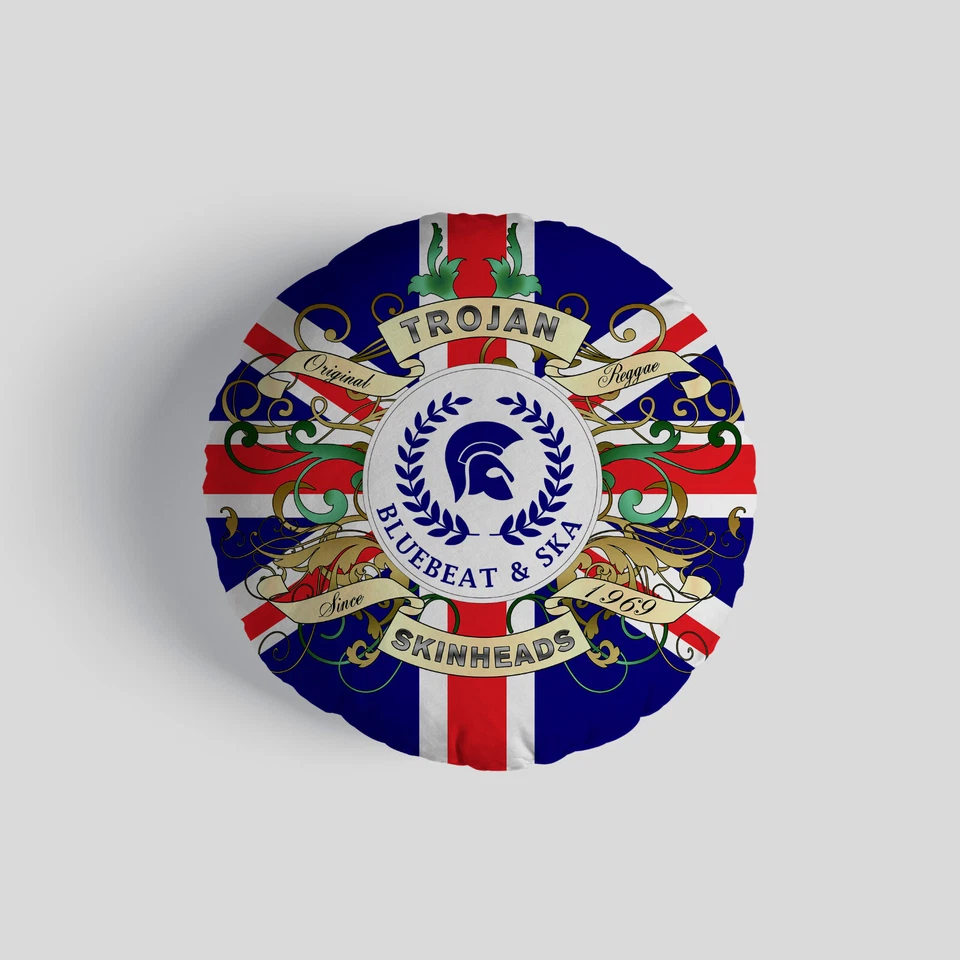 Trojan Skinheads Union Jack 14" Round Cushion Decrotive Circle Pillow - Image 3 of 4