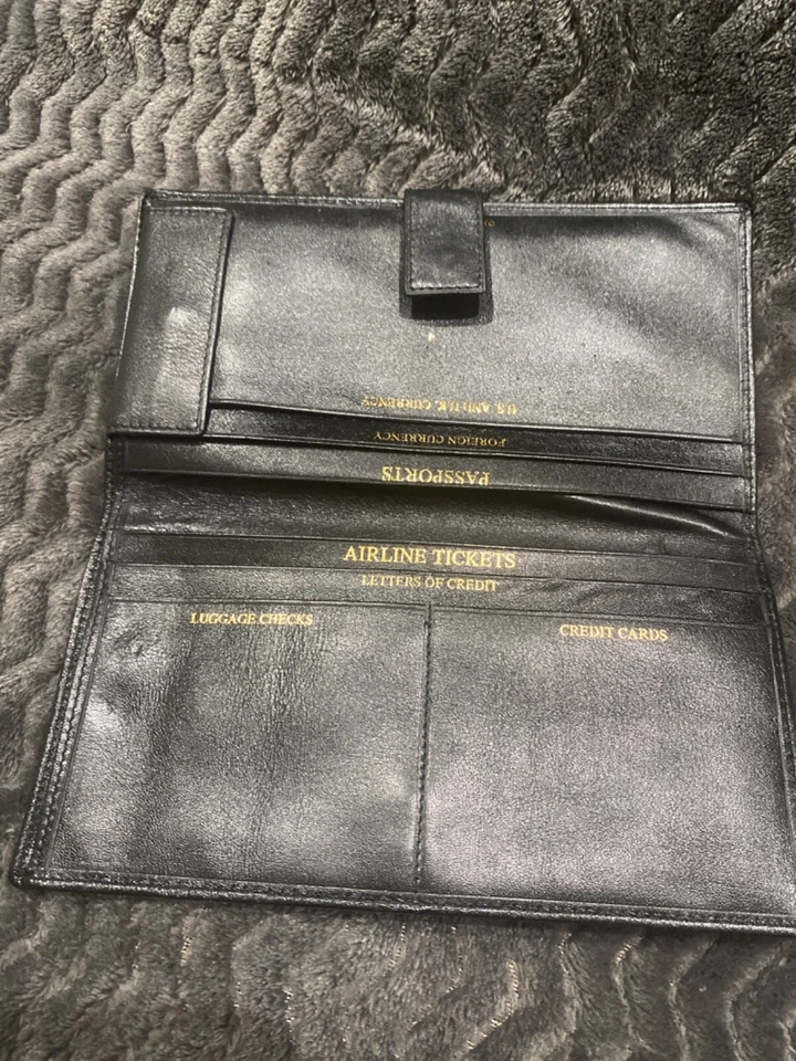 Porta documentos pasaporte de viaje negro todo cuero para hombre imitación cuero nuevo Foto 4 de 4