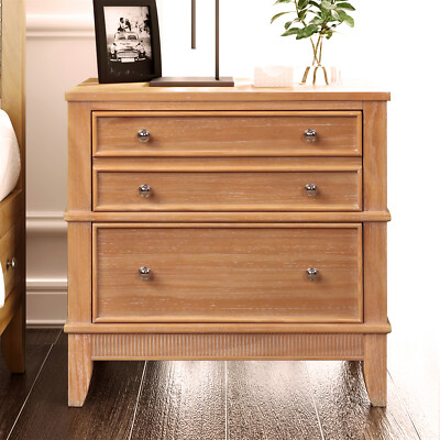 Hazel 3-Drawer Solid Wood 3-Drawer Side Table for Living Room, Hallway, Entryway