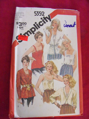 UNCUT VTG 1980S SIMPLICITY # 5352 SZ 6 /8 CAMISOLE & JACKET SEWING