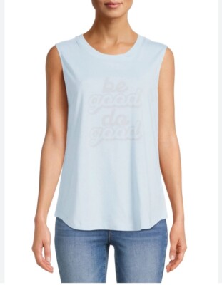 NWT Time & Tru Women s XL (16-18) Light Blue Tank Top  Be Good Do Good  Graphic