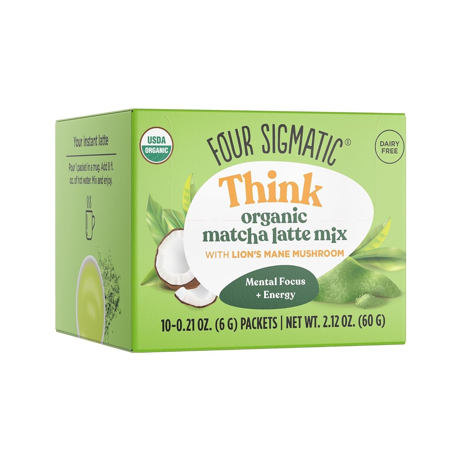 Four Sigmatic Matcha Latte Mix with Lion's Mane 10 Sachets Mental Focus & Energy