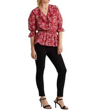 Lauren Ralph Lauren Womens Rust Red Smocked Waist Floral Mini Dress Size M