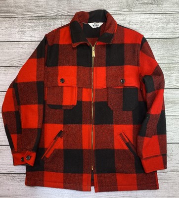 Vintage Woolrich Wool Coat Red Black 