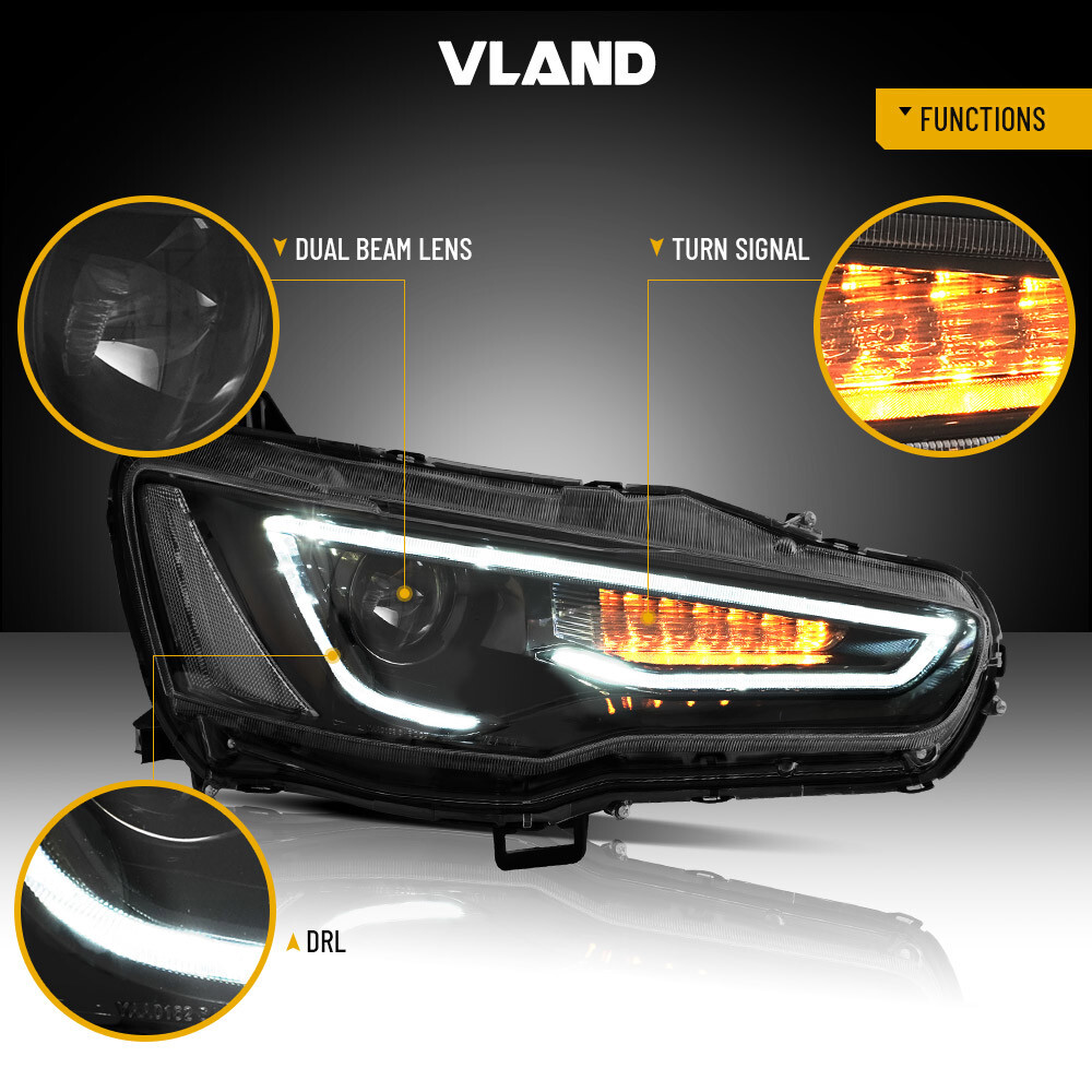 LED Headlights For 2008-2017 Mitsubishi Lancer EVO X Full
