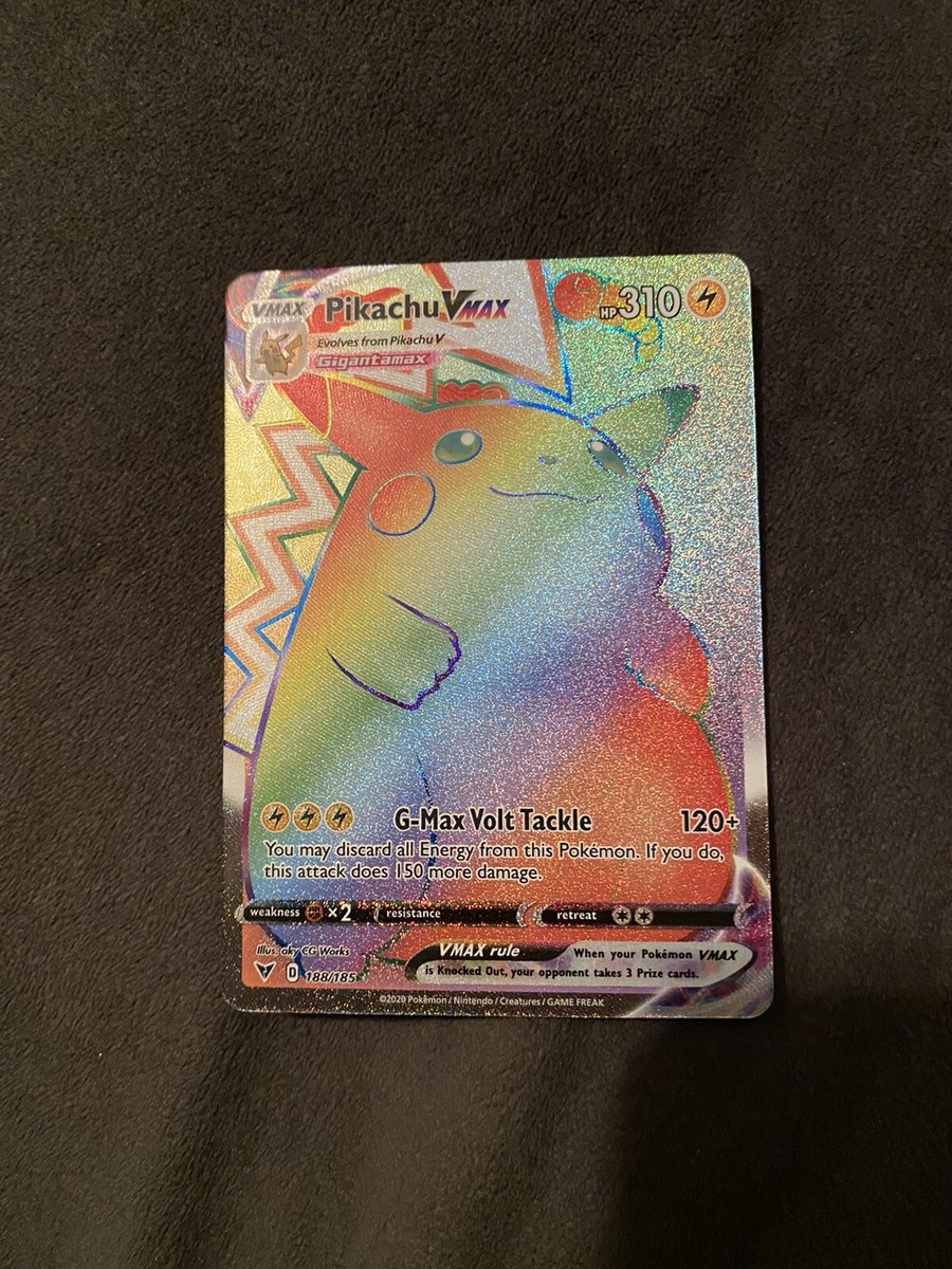 pokemon cards rainbow rare pikachu NM] VMAX Vivid Voltage #188  TBC Games this attack does 150 more damage. Pikachu VMAX Rainbow PSA Beckett