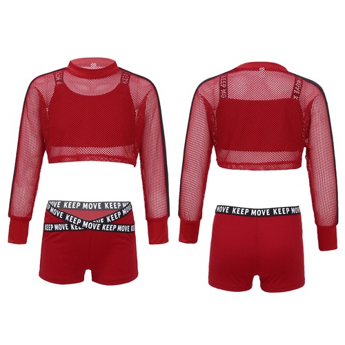 Niñas Traje Deportivo Chaleco Recortado Prendas para el torso Pantalones Cortos Set Correr Baile Moderno Gimnasio Yoga Entrenamiento - Imagen 25 de 52