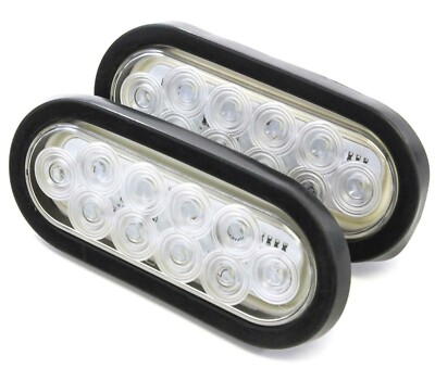 2X6" 10 LED White Oval Sealed Turn Brake Stop Tail Light Truck Trailer RV Boat E - Foto 11