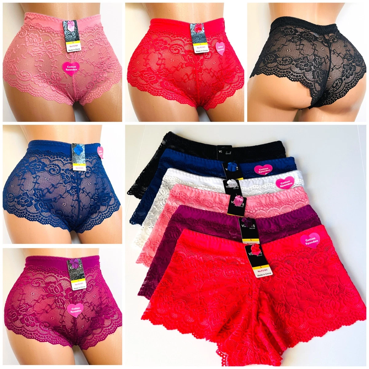 6-12 Silky Boyshorts Booty Shorts shiny Sissy LACE shortie Panties 63032  S-XL