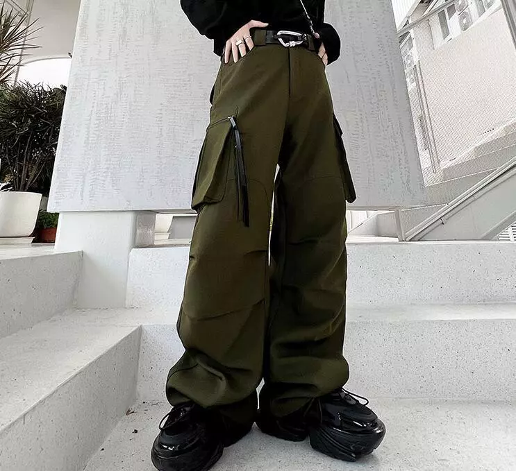 Men s Fashion Punk Gothic Loose Multi pocket Cargo Trousers Youth Casual Pants