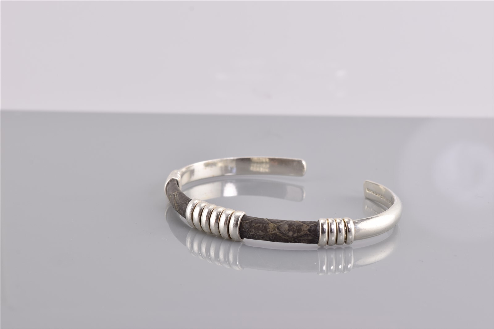 Sterling Silver 8mm Solid Ribbed Station Snake Sk… - image 6