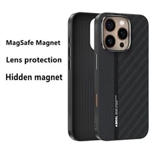 For iPhone 13 14 15 16 Pro Max Mag Safe Case Aramid Fiber Woven Hard Anti-Fall