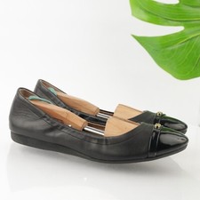 Cole Haan Womens Elsie Ballet Flats Size 8 Black Leather Cap Toe Slip On Shoes