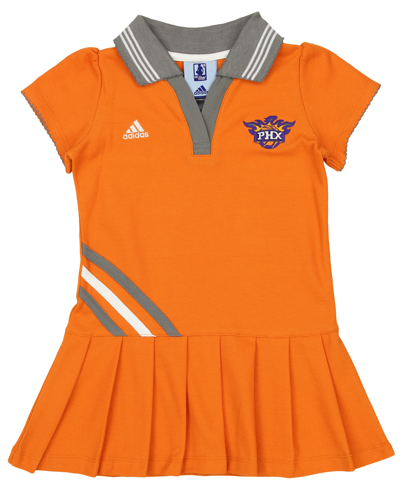 Платье-поло для дриблинга Adidas NBA Little Girls Phoenix Suns, оранжевое