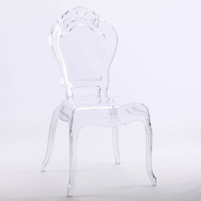 French Louis Bella Clear Ghost Dining Occasional Vanity Chair Transparent For Sale
