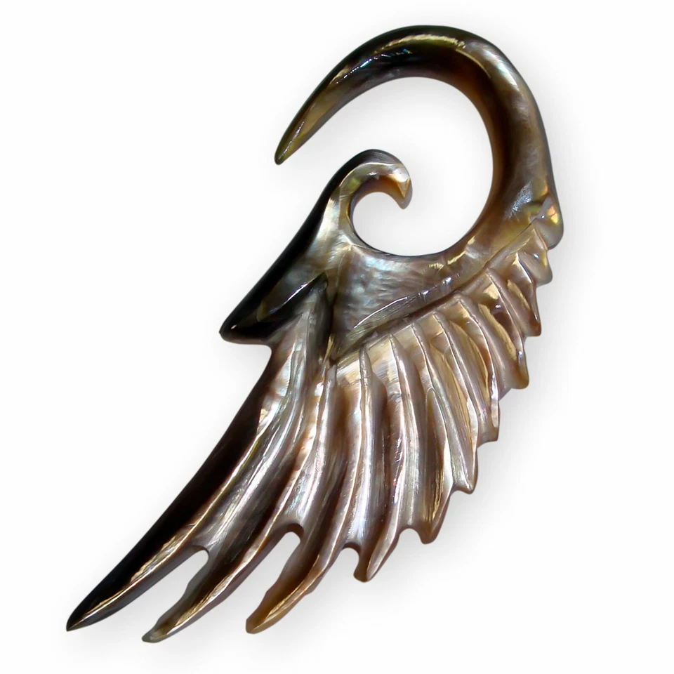 Perlmutt Engelsflügel Expander Ohrringe piercing spirale muschel plug tunnel goa - Bild 2 von 4