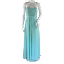 Morilee Women’s Strapless Maxi Formal Dress Pre-owned Turquoise Blue Sz S