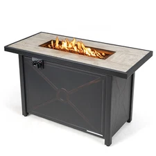 42" Rectangular Propane Gas Fire Pit 60,000 Btu Heater Outdoor Table W/ Cover