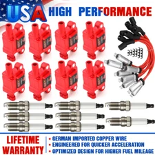 Super Performance UF413 Ignition Coil+Spark Plug+Wire For Chevy GMC 5.3L 6.2L V8