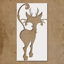 Playful Cat Silhouette with Curly Tail for Unique Crafting Stencils - StencilAir