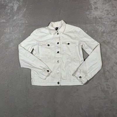 Gap Jacket Womens Extra Small White Denim Jean Trucker Button Front Casual