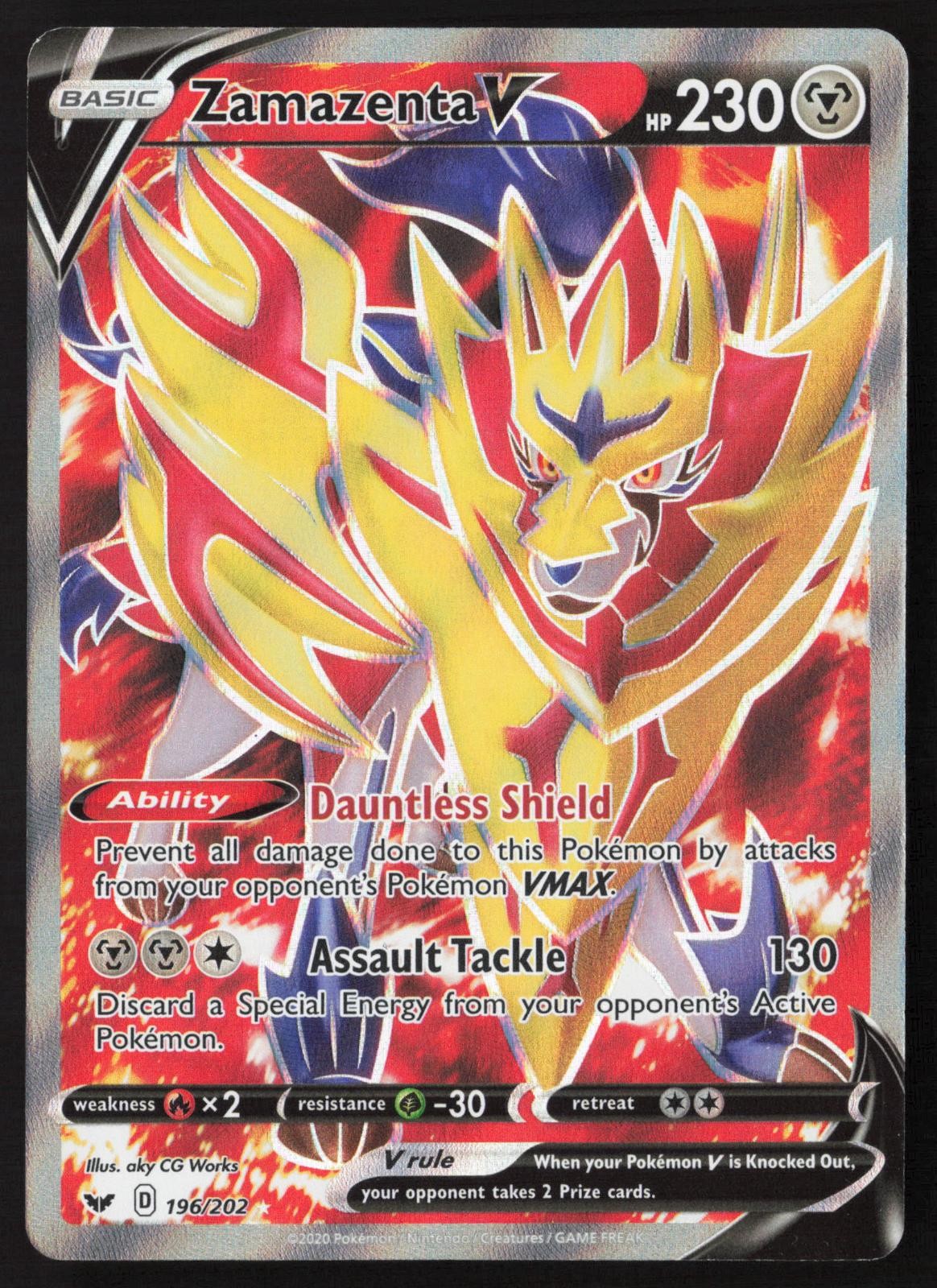 Zamazenta V 196/202 Full Art Pokemon Sword & Shield NM